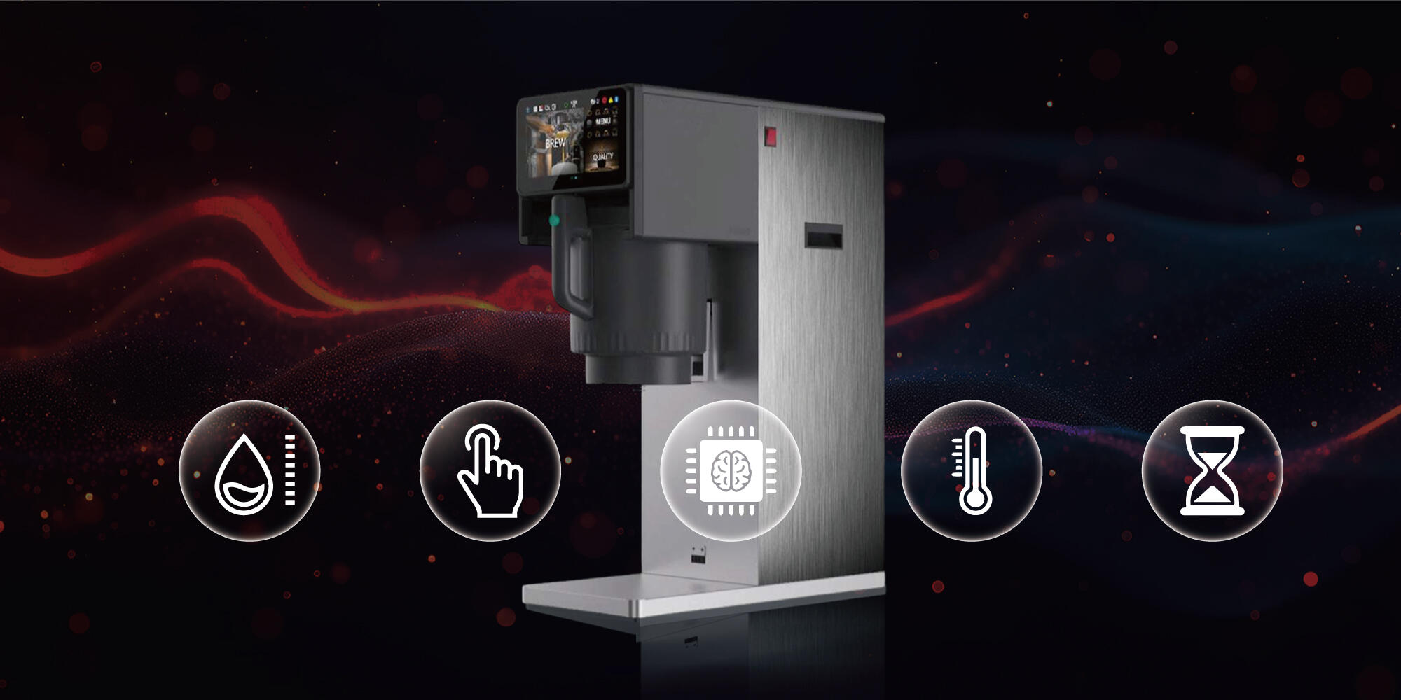 Cinco funções principais do extrator de chá comercial inteligente: controle segmentado de água, armazenamento inteligente, tela sensível ao toque, controle preciso de temperatura e ajuste minuto a minuto.